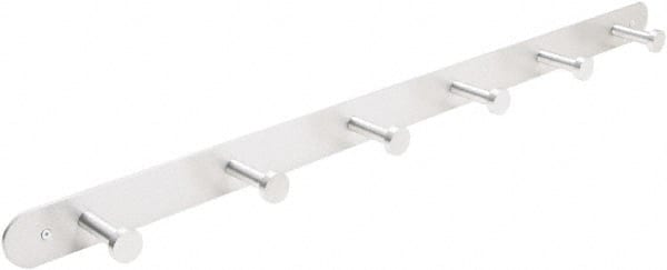 Safco - 6 Hooks, 36" Long x 2-3/4" Deep, Metal Wall/Door Hat/Coat Hook - 2" High - Exact Tooling