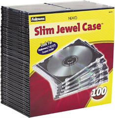 FELLOWES - 1 Compartment, 5-5/8" Wide x 4-15/16" High x 3/16" Deep, CD Case - Plastic, Clear/Black - Exact Tooling