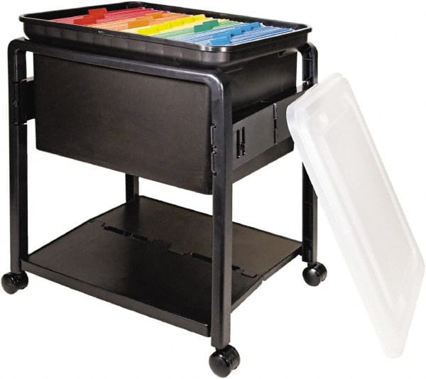 ADVANTUS - 14-1/2" Wide x 21-3/4" High x 18-1/2" Deep, 1 Drawer Mobile Pedestal - Plastic, Black & Clear - Exact Tooling