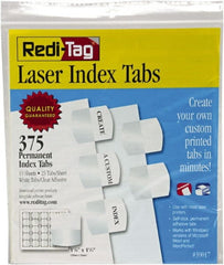 Redi-Tag - 1-1/8 x 1-1/4" 375 Tabs, Self-Adhesive, Self-Adhesive File Folder Tabs - White - Exact Tooling