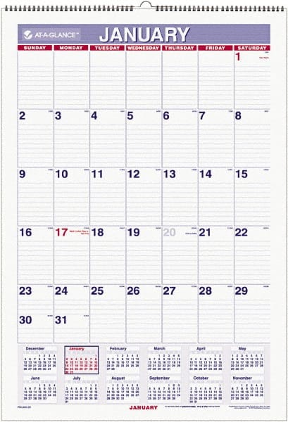 AT-A-GLANCE - 6 Sheet, 15-1/2 x 22-3/4", Ruled Blocks Wall Calendar - White - Exact Tooling