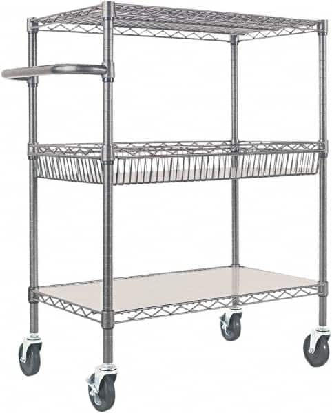 ALERA - 500 Lb Capacity, 34" Wide x 18" Long x 40" High Standard Utility Cart - 2 Shelf, Steel - Exact Tooling
