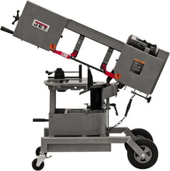 Jet - 6-1/2 x 8" Max Capacity, Manual Step Pulley Horizontal Bandsaw - 64, 132 & 247 SFPM Blade Speed, 115/230 Volts, 90°, 3/4 hp, 1 Phase - Exact Tooling