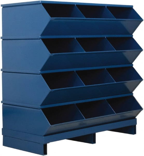 Stackbin - 4 Bin, Shelving Unit with Openings & Base - 37" Wide x 38" High - Exact Tooling