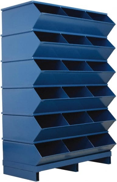 Stackbin - 6 Bin, Shelving Unit with Openings & Base - 37" Wide x 55-3/4" High - Exact Tooling