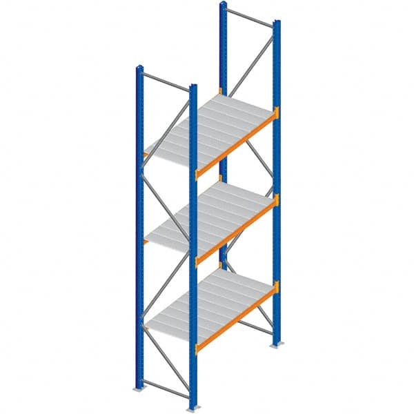 Interlake Mecalux - 1 Bay, 3 Shelf, 1,425 Lb per Level Capacity, Blue Bulk Storage Rack - 96" Wide x 96" High x 24" Deep - Exact Tooling
