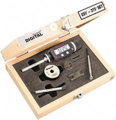 Starrett - 6 to 10mm, 58mm Gage Depth, 0.001mm Resolution, Friction Thimble, IP65 Electronic Inside Hole Micrometer Set - Accurate to 0.004mm, 1 Head, 2 Anvils, 1 Setting Ring, Data Output, Instant Inch/Millimeter Conversion - Exact Tooling