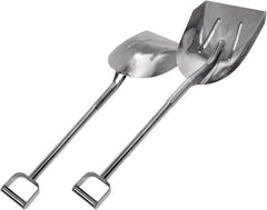 SANI-LAV - 15-1/2" High x 11-1/2" Wide Round Steel Shovel - 24-1/2" Long Steel D-Grip Handle, No Step - Exact Tooling