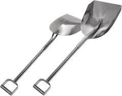 SANI-LAV - 15-1/2" High x 11-1/2" Wide Round Steel Shovel - 24-1/2" Long Steel D-Grip Handle, No Step - Exact Tooling
