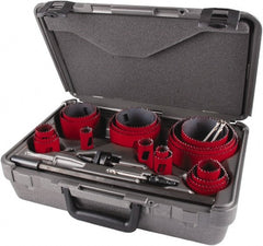 M.K. MORSE - 25 Piece, 3/4" to 4-3/4" Saw Diam, Contractor's Hole Saw Kit - Bi-Metal, Toothed Edge, Pilot Drill Model No. MAPD301, Includes 5 Hole Saws - Exact Tooling