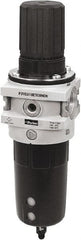 Parker - 1" NPT Port Heavy-Duty 1 Piece Filter/Regulator FRL Unit - Polypropylene Bowl, 465 SCFM, 254 Max psi, 13-1/2" High, Automatic Drain - Exact Tooling