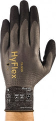 Ansell - Size 2XL (11), ANSI Cut Lvl A2, Abrasion Lvl 4, Nitrile/Polyurethane Coated HPPE Fiber Cut Resistant Gloves - 10.315" Long, Fully Coated Coated, Spandex & Dyneema/Nylon Lining, Knit Wrist, Gray/Black, Paired - Exact Tooling