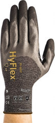 Ansell - Size 2XL (11), ANSI Cut Lvl A2, Abrasion Lvl 4, Nitrile/Polyurethane Coated HPPE Fiber Cut Resistant Gloves - 10.4725" Long, Palm, Fingers & Knuckles Coated, Spandex & Dyneema/Nylon Lining, Knit Wrist, Gray/Black, Paired - Exact Tooling