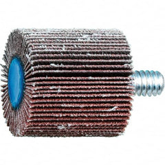 PFERD - 1" Diam x 1" Face Width, Aluminum Oxide Coated Mounted Flap Wheel - 1/4-20 Threaded Mount, 120 Grit, 25,000 Max RPM - Exact Tooling