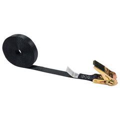 US Cargo Control - Slings & Tiedowns (Load-Rated); Type: Ratchet Tie Down ; Length (Feet): 20 ; Basket Capacity (Lb.): 500 ; Material: Polyester ; Color: Black - Exact Tooling