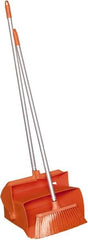 Remco - 14" Wide x 7-1/8" Deep x 47-1/2" High Upright Dustpan with Broom - Plastic Body, 37" Aluminum Handle, Orange - Exact Tooling