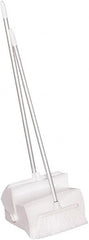 Remco - 14" Wide x 7-1/8" Deep x 47-1/2" High Upright Dustpan with Broom - Plastic Body, 37" Aluminum Handle, White - Exact Tooling