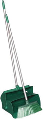 Remco - 14" Wide x 7-1/8" Deep x 47-1/2" High Upright Dustpan with Broom - Plastic Body, 37" Aluminum Handle, Green - Exact Tooling