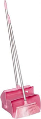 Remco - 14" Wide x 7-1/8" Deep x 47-1/2" High Upright Dustpan with Broom - Plastic Body, 37" Aluminum Handle, Pink - Exact Tooling
