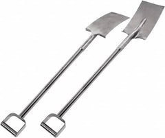 SANI-LAV - 11" High x 7" Wide Square Steel Shovel - 39" Long Steel D-Grip Handle, No Step - Exact Tooling