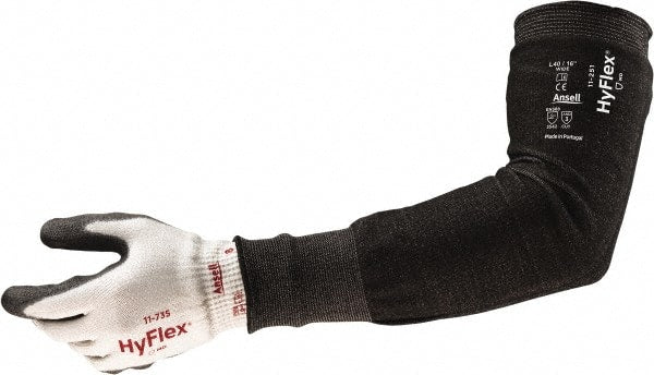 Ansell - Size Wide, Black HPPE, Spandex, Polyester, Glass & Polyamide Cut Resistant Sleeve - 16" Long Sleeve, Cut Resistance Level A4, Continuous Knit Cuff - Exact Tooling