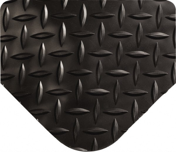 Wearwell - 8' Long x 3' Wide, Dry Environment, Anti-Fatigue Matting - Black, Vinyl with Urethane Sponge Base, Beveled on All 4 Sides - Exact Tooling