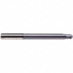 Emuge - 3mm Diam, 3.5mm LOC, 2 Flute Solid Carbide Ball End Mill - TiAlN Finish, Single End, 80mm OAL, 6mm Shank Diam, Ball Flute - Exact Tooling