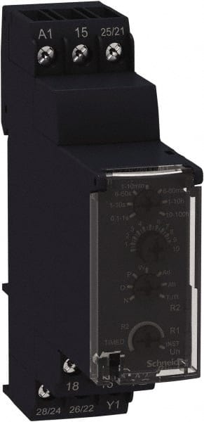 Schneider Electric - 4 Pin, 100 hr Delay, Multiple Range DPDT Time Delay Relay - 8 Contact Amp, 250 Volt, On Board Trimpot - Exact Tooling