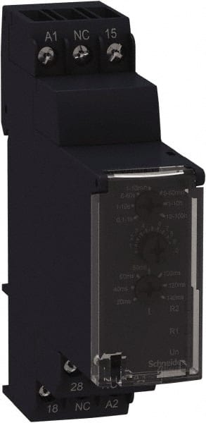 Schneider Electric - 4 Pin, 100 hr Delay, Multiple Range SPDT Time Delay Relay - 8 Contact Amp, 250 Volt, On Board Trimpot - Exact Tooling