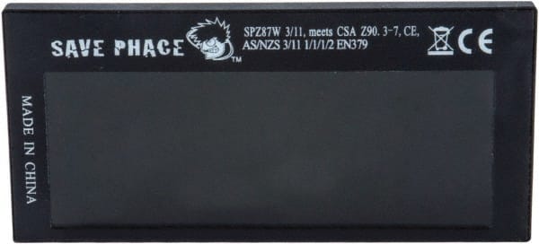 Save Phace - 3.74" Wide x 1.42" High, Lens Shade 3 to 11, Polycarbonate Auto-Darkening Filter - 1/4" Thick, Green, Inside Mount - Exact Tooling
