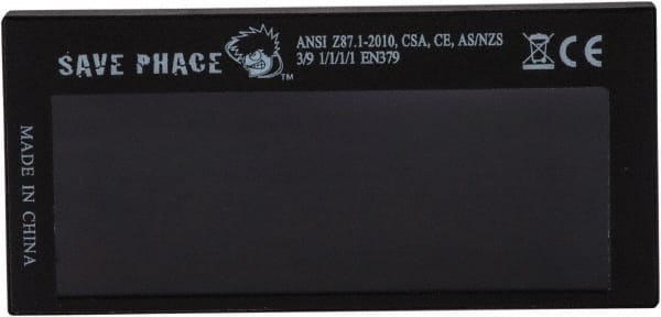 Save Phace - 3.74" Wide x 1.42" High, Lens Shade 3 to 9, Polycarbonate Auto-Darkening Filter - 1/4" Thick, Green, Inside Mount - Exact Tooling