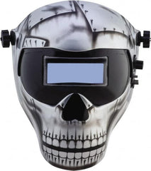 Save Phace - 4-1/4" Window Width x 2" Window Height, 4, 9 to 13 Shade Auto-Darkening Lens, Fixed Front Welding Helmet - Green/Gray/Black, Nylon Green Lens - Exact Tooling