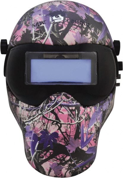 Save Phace - 4-1/4" Window Width x 2" Window Height, 4, 9 to 13 Shade Auto-Darkening Lens, Fixed Front Welding Helmet - Multi-Color, Nylon Green Lens - Exact Tooling