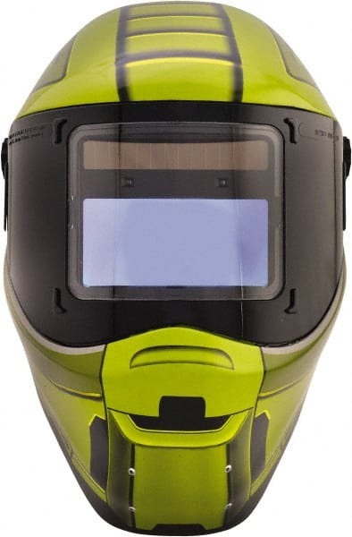Save Phace - 4.33" Window Width x 3.54" Window Height, 3 to 10 Shade Auto-Darkening Lens, Fixed Front Welding Helmet - Green/Black, Nylon Green Lens - Exact Tooling