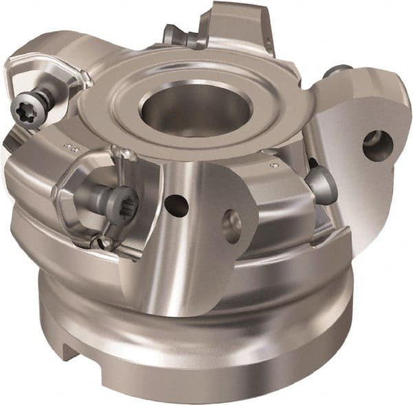 Seco - 5 Inserts, 48.8mm Cutter Diam, 1.8mm Max Depth of Cut, Indexable High-Feed Face Mill - 3/4" Arbor Hole Diam, 8.15mm Keyway Width, 40mm High, R220.21 Toolholder, 218.21-230 Inserts, Series High Feed 6 - Exact Tooling