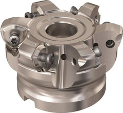 Seco - 6 Inserts, 48.8mm Cutter Diam, 1.8mm Max Depth of Cut, Indexable High-Feed Face Mill - 3/4" Arbor Hole Diam, 8.15mm Keyway Width, 40mm High, R220.21 Toolholder, 218.21-230 Inserts, Series High Feed 6 - Exact Tooling