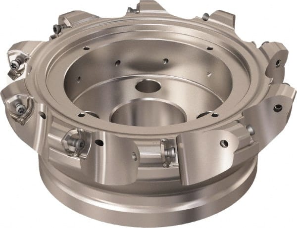 Seco - 10 Inserts, 145.2mm Cutter Diam, 1.8mm Max Depth of Cut, Indexable High-Feed Face Mill - 40mm Arbor Hole Diam, 16.4mm Keyway Width, 63mm High, R220.21 Toolholder, 218.21-230 Inserts, Series High Feed 6 - Exact Tooling