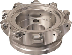 Seco - 10 Inserts, 145.2mm Cutter Diam, 1.8mm Max Depth of Cut, Indexable High-Feed Face Mill - 40mm Arbor Hole Diam, 16.4mm Keyway Width, 63mm High, R220.21 Toolholder, 218.21-230 Inserts, Series High Feed 6 - Exact Tooling