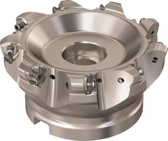 Seco - 9 Inserts, 110.2mm Cutter Diam, 1.8mm Max Depth of Cut, Indexable High-Feed Face Mill - 40mm Arbor Hole Diam, 16.4mm Keyway Width, 63mm High, R220.21 Toolholder, 218.21-230 Inserts, Series High Feed 6 - Exact Tooling