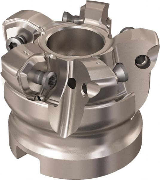 Seco - 5 Inserts, 37.6mm Cutter Diam, 1.8mm Max Depth of Cut, Indexable High-Feed Face Mill - 22mm Arbor Hole Diam, 10.4mm Keyway Width, 40mm High, R220.21 Toolholder, 218.21-230 Inserts, Series High Feed 6 - Exact Tooling