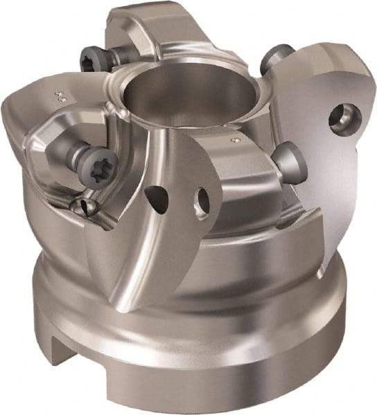 Seco - 4 Inserts, 35.6mm Cutter Diam, 1.8mm Max Depth of Cut, Indexable High-Feed Face Mill - 22mm Arbor Hole Diam, 10.4mm Keyway Width, 40mm High, R220.21 Toolholder, 218.21-230 Inserts, Series High Feed 6 - Exact Tooling