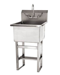 SANI-LAV - 24" Long x 24" Wide Inside, 1 Compartment, Grade 304 Stainless Steel Utility Sink AC Sensor - 14 Gauge, 27" Long x 27-1/2" Wide x 48" High Outside, 12" Deep - Exact Tooling