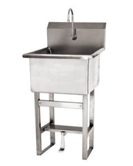SANI-LAV - 24" Long x 24" Wide Inside, 1 Compartment, Grade 304 Stainless Steel Utility Sink Double Foot Pedal Valve - 14 Gauge, 27" Long x 27-1/2" Wide x 48" High Outside, 12" Deep - Exact Tooling