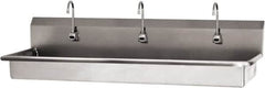 SANI-LAV - 65" Long x 16-1/2" Wide Inside, 1 Compartment, Grade 304 Stainless Steel (2) Person Wash-Station with Single Foot Valves - 16 Gauge, 68" Long x 20" Wide x 21-1/2" High Outside, 5-1/2" Deep - Exact Tooling
