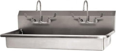 SANI-LAV - 45" Long x 16-1/2" Wide Inside, 1 Compartment, Grade 304 Stainless Steel (3) Person ADA Wash-Station with Electronic Faucet - 16 Gauge, 48" Long x 20" Wide x 21-1/2" High Outside, 5-1/2" Deep - Exact Tooling