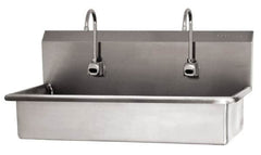 SANI-LAV - 37" Long x 16-1/2" Wide Inside, 1 Compartment, Grade 304 Stainless Steel (2) Person Wash-Station with Electronic Faucet - 16 Gauge, 40" Long x 20" Wide x 18" High Outside, 8" Deep - Exact Tooling