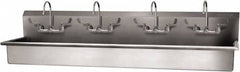 SANI-LAV - 77" Long x 16-1/2" Wide Inside, 1 Compartment, Grade 304 Stainless Steel (4) Person Wash-Station with Manual Faucet - 16 Gauge, 80" Long x 20" Wide x 18" High Outside, 8" Deep - Exact Tooling
