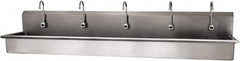 SANI-LAV - 97" Long x 16-1/2" Wide Inside, 1 Compartment, Grade 304 Stainless Steel (5) Person Wash-Station with Electronic Faucet - 16 Gauge, 100" Long x 20" Wide x 18" High Outside, 8" Deep - Exact Tooling