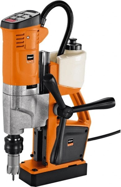 Fein - 1/2" Chuck, 10.25" Travel, Portable Magnetic Drill Press - 260-520 RPM, 12 Amps, 2.5 hp, 1100 Watts, 110-120 Volts, 13' Cord Length - Exact Tooling