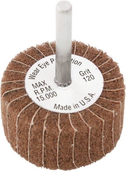 Camel Grinding Wheels - 3" Diam x 2" Face Width, Coarse/Extra Coarse Aluminum Oxide Coated Mounted Flap Wheel - 1/4" Shank Mount, 60 Grit, X Weighted Cloth Backing, 20,000 Max RPM - Exact Tooling